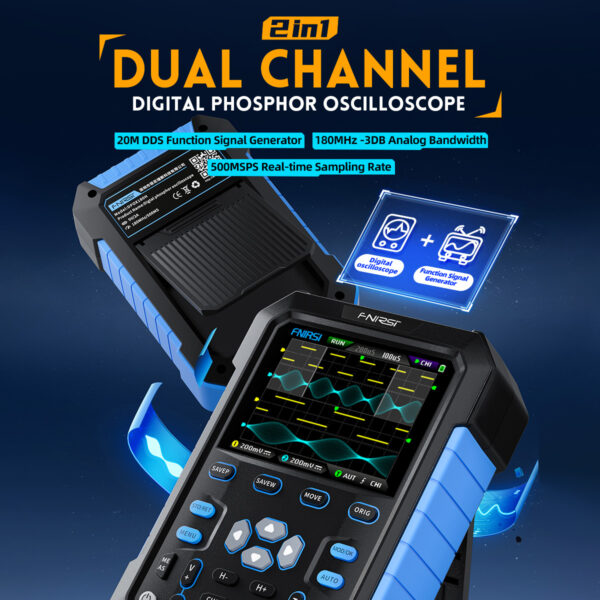 FNIRSI 2in1 handheld Digital Oscilloscope Signal Generator Dual Channel DPOX180H