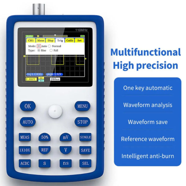 InnoDSO Handheld Digital Oscilloscope 500MS/s Sampling Rate 110MHz Bandwidth functions